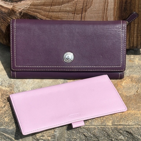 Coach Wallet and Checkbook Set Pink Purple - Picture 1 of 16